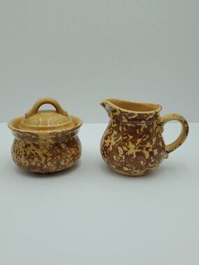 Pfaltzgraff America Creamer & Sugar Bowl Tan Sponge Creamer and Sugar Bowl